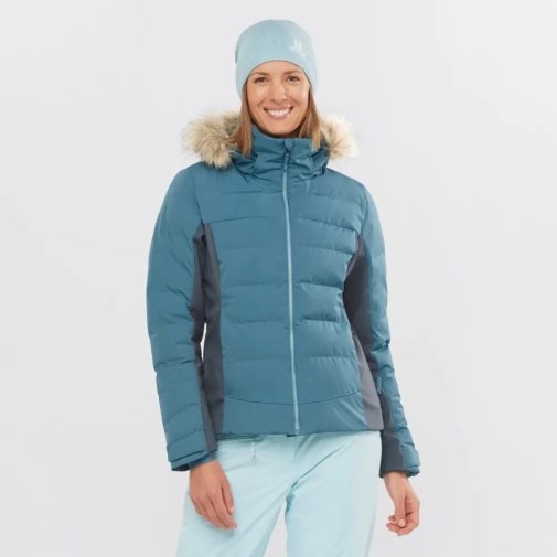 Turquoise Salomon Stormcozy Insulated Hoodie Women's Ski Jackets | IE KG0631